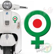 Female Symbol Green Red Target 3D Decal for all Vespa models Front or Side 