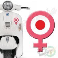 Female Symbol Pink Red Target 3D Decal for all Vespa models Front or Side 