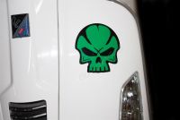 100mm-4" Irish green 3 Leaf Clover skull Laminated Decal Sticker 