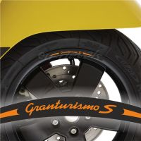 Granturismo S 4X Wheel rim decal long Orange on Black for vespa GTS 300 Super Sport stickers Laminated