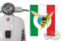 Front Badge Overlay Italian Flag with the Mio Vespa wasp on blue 3D Decal for various Vespa models