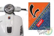 Front Badge Overlay Love Denim with V on orange 3D Decal for various Vespa models