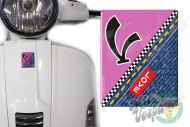 Front Badge Overlay Love Denim with V on Hot Pink 3D Decal for various Vespa models