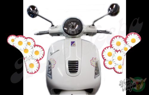 Front Daisies Set Left and Right in Hot Pink Turn Signal Extensions 3D Decals for Vespa GTS GTV 250 300 models