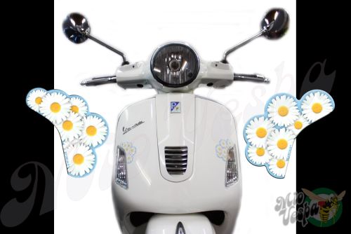 Front Daisies Set Left and Right in ice blue Turn Signal Extensions 3D Decals for Vespa GTS GTV 250 300 models