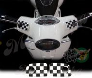 Checkered Flags Straight Handlebar pump covers overlay Left and Right 3D Decals for various Vespa GTS models