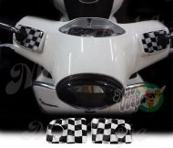 Checkered Flags Wavy Handlebar pump covers overlay Left and Right 3D Decals for various Vespa GTS models