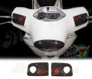Carbon Fiber Look GTS and S Handlebar pump covers overlay Left and Right 3D Decals for various Vespa GTS models