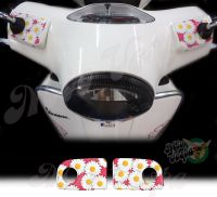 Daisies in Hot Pink Handlebar pump covers overlay Left and Right 3D Decals for various Vespa GTS models
