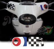 Blue target and checkered flag Handlebar pump covers overlay Left and Right 3D Decals for various Vespa GTS models