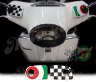 Green target and checkered flag Handlebar pump covers overlay Left and Right 3D Decals for various Vespa GTS models