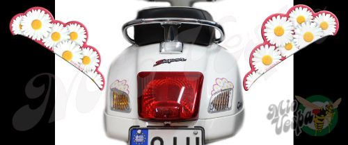 Rear Daisies Set Left and Right in Hot Pink Turn Signal Extensions 3D Decals for Vespa GTS GTV 250 300 models