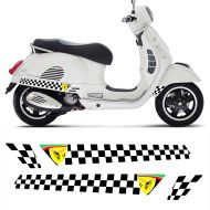 Vespa Side Stripes Stickers Checkered with wasp Shield for GTS 125 150 200 250 300 GTV Decal Laminated 
