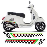 Vespa Side Stripes Stickers Checkered with Italian Flag for GTS 125 150 200 250 300 GTV Decal Laminated 
